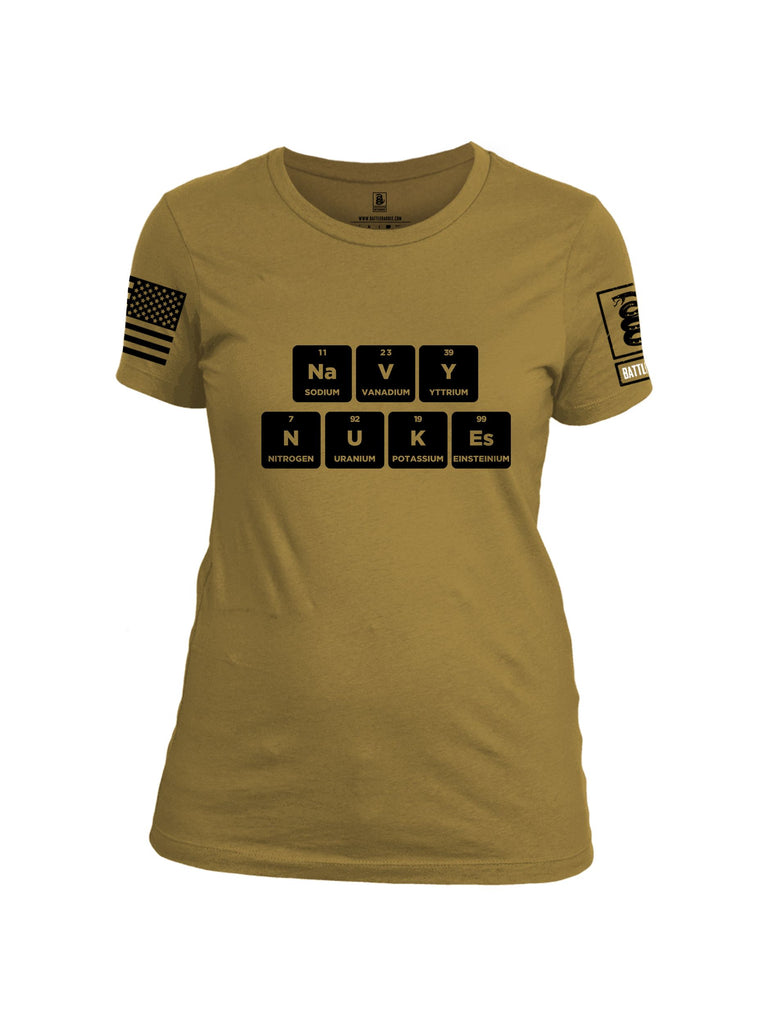 Battleraddle Navy Nukes Black Sleeves Women Cotton Crew Neck T-Shirt
