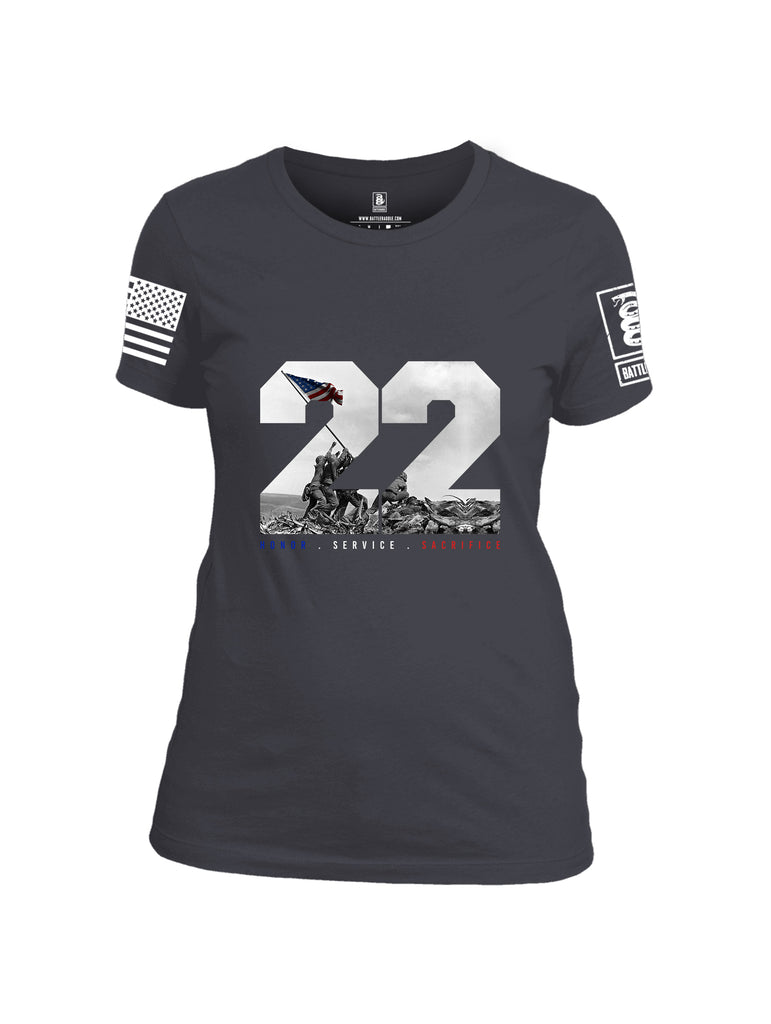 Battleraddle 22 Honor Service Sacrifice {sleeve_color} Sleeves Women Cotton Crew Neck T-Shirt