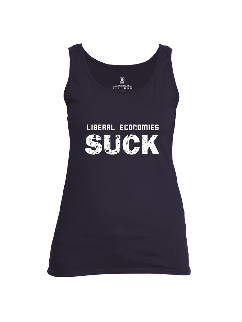 Battleraddle Liberal Economies Suck White Sleeves Women Cotton Cotton Tank Top