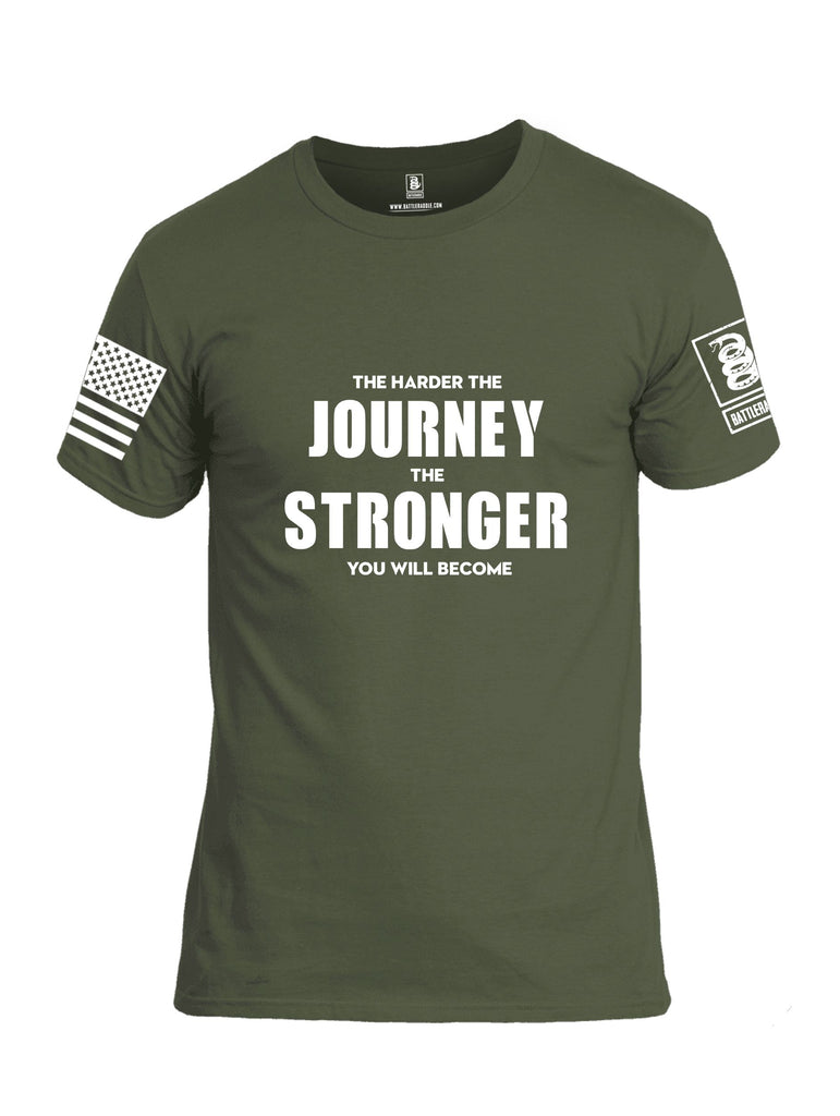 Battleraddle The Harder The Journey The Stronger You Will Become White Sleeves Men Cotton Crew Neck T-Shirt