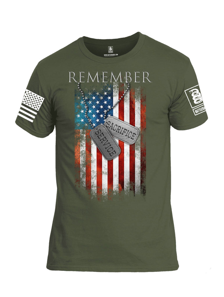 Battleraddle Remember Service Sacrifice White Sleeves Men Cotton Crew Neck T-Shirt