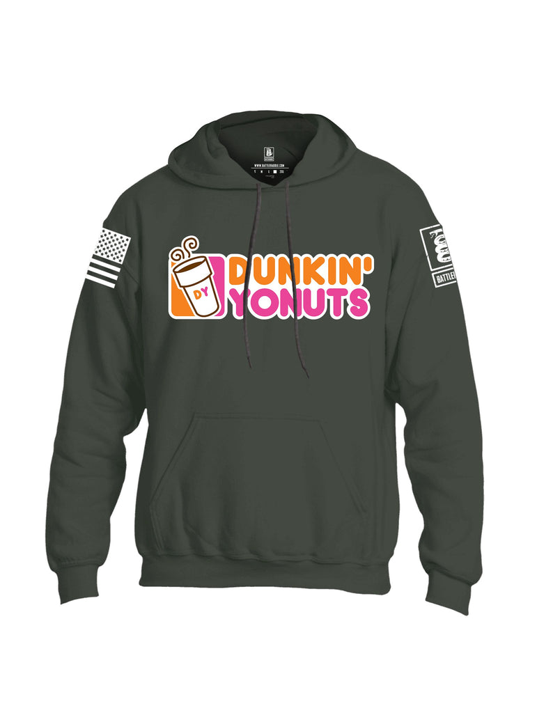 Battleraddle Dunkin Yonuts White Sleeves Uni Cotton Blended Hoodie With Pockets