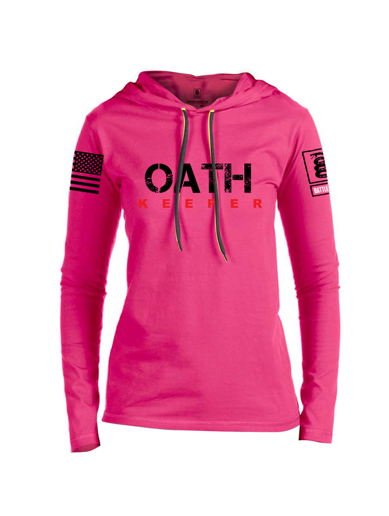 Battleraddle Oath Keeper Black {sleeve_color} Sleeves Women Cotton Thin Cotton Lightweight Hoodie