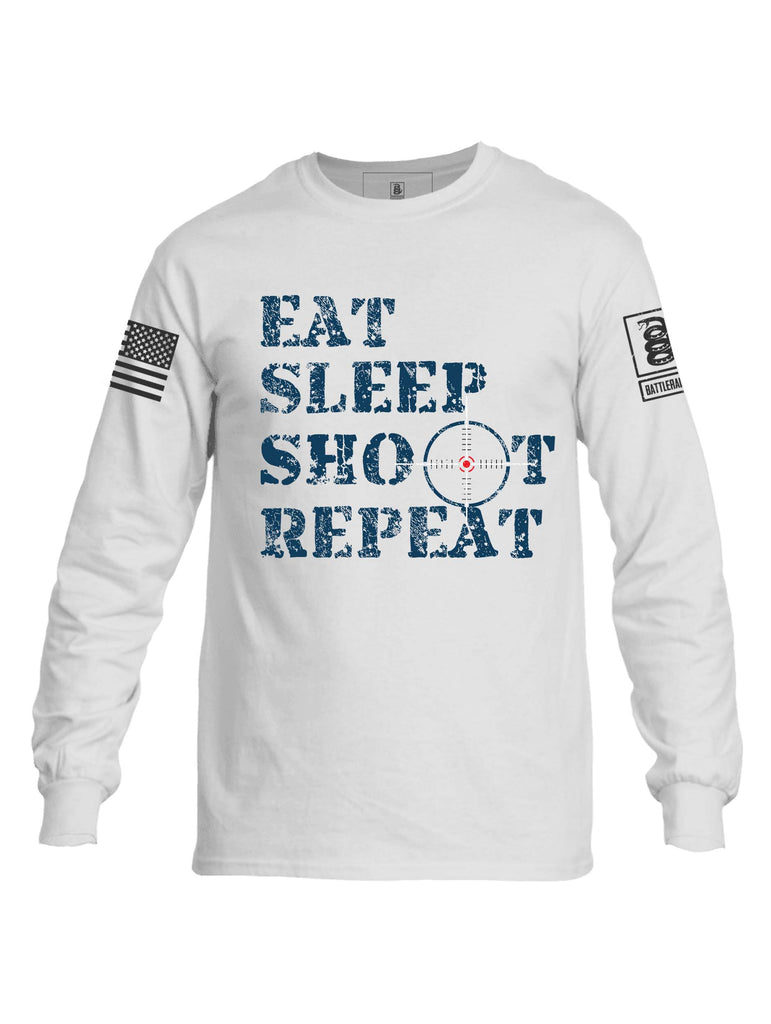 Battleraddle Eat Sleep Shoot Repeat Mens Cotton Long Sleeve Crew Neck T Shirt