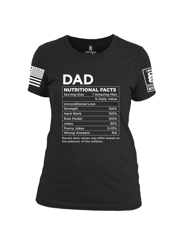 Battleraddle Dad Nutritional Facts White Sleeves Women Cotton Crew Neck T-Shirt