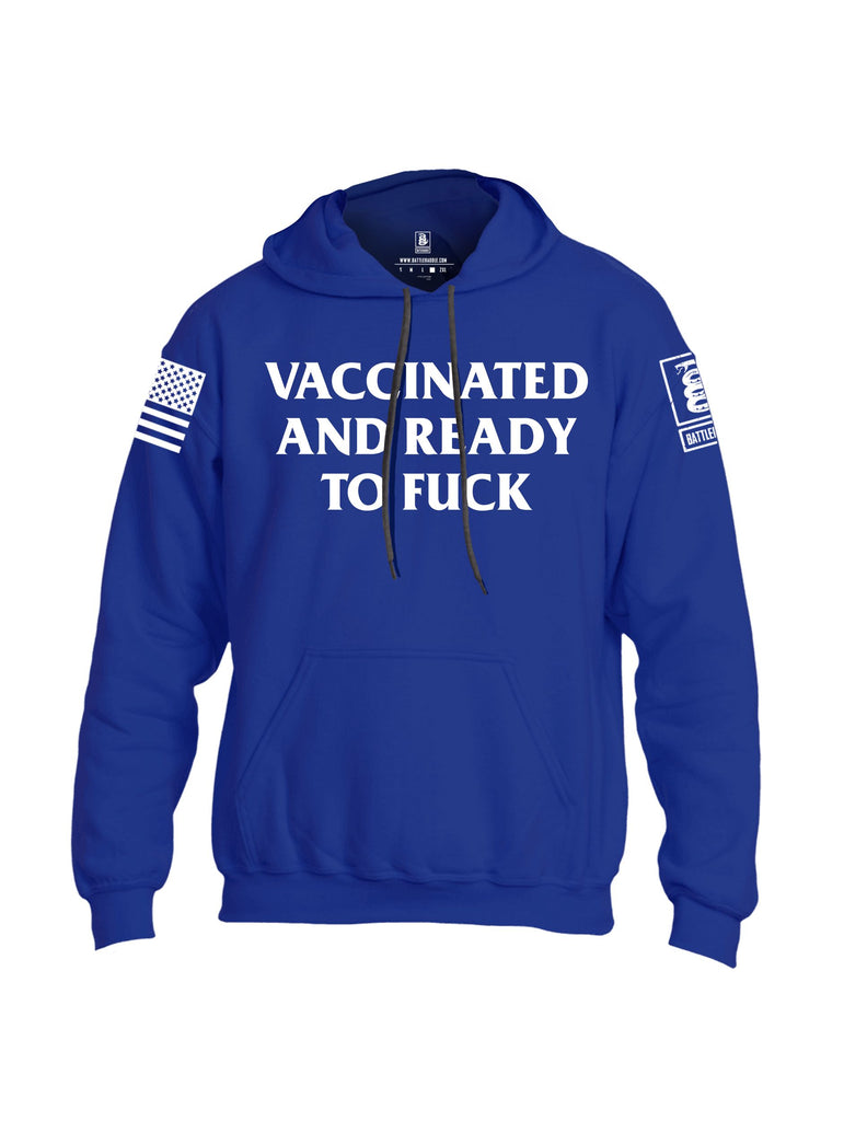 Battleraddle Vaccinated And Ready To White Sleeves Uni Cotton Blended Hoodie With Pockets