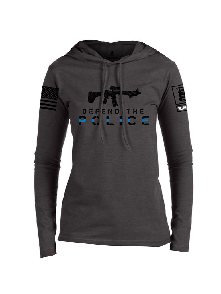 Battleraddle Defend The Police White {sleeve_color} Sleeves Women Cotton Thin Cotton Lightweight Hoodie