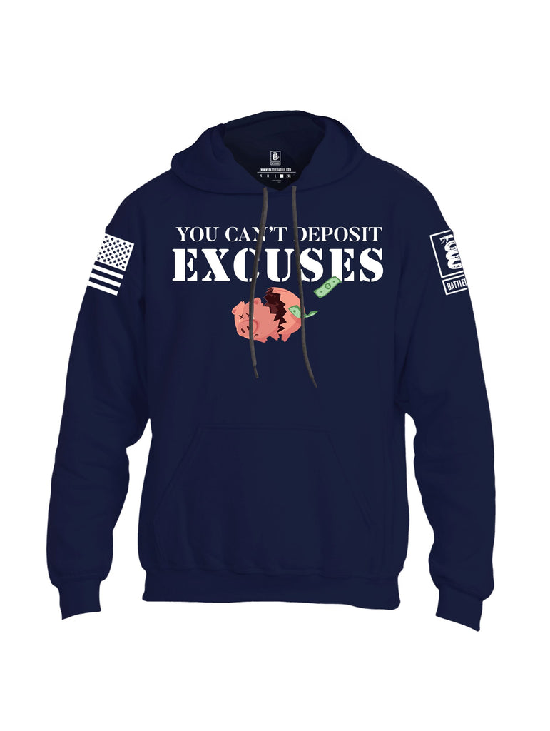 Battleraddle You Cant Deposit Excuses White Sleeves Uni Cotton Blended Hoodie With Pockets