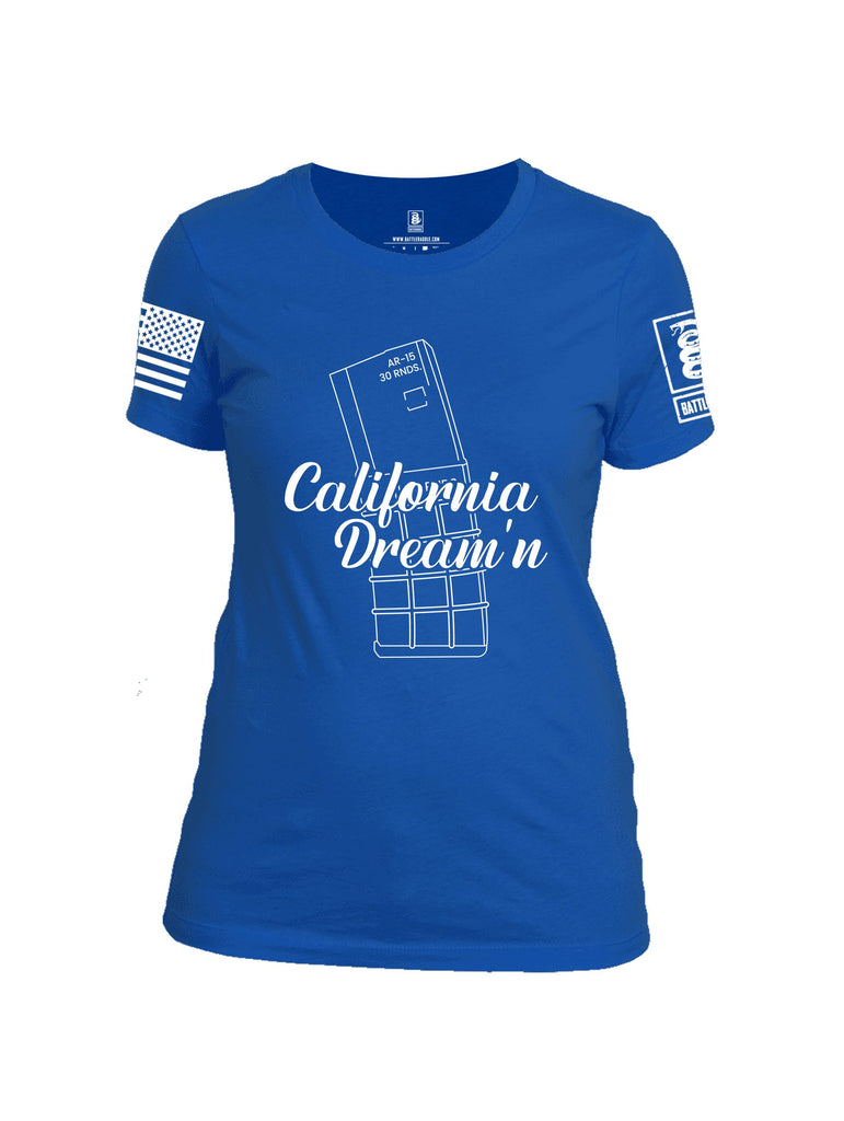 Battleraddle California Dreaming White Sleeves Women Cotton Crew Neck T-Shirt