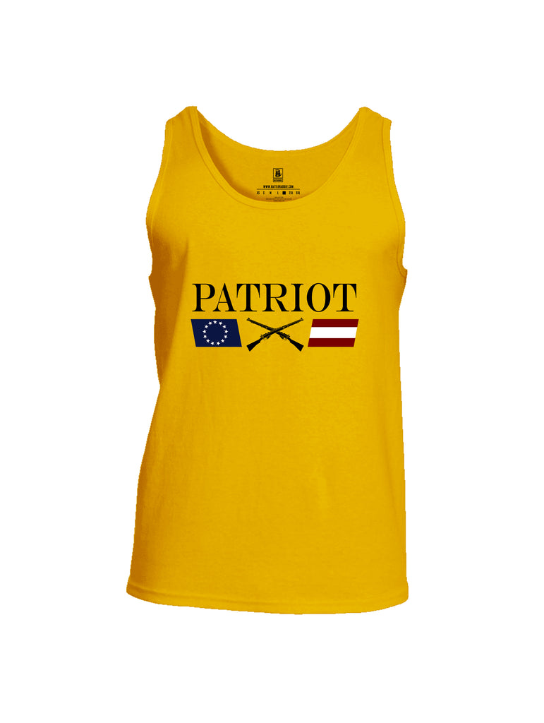 Battleraddle Patriot Rifle Flag Black {sleeve_color} Sleeves Men Cotton Cotton Tank Top