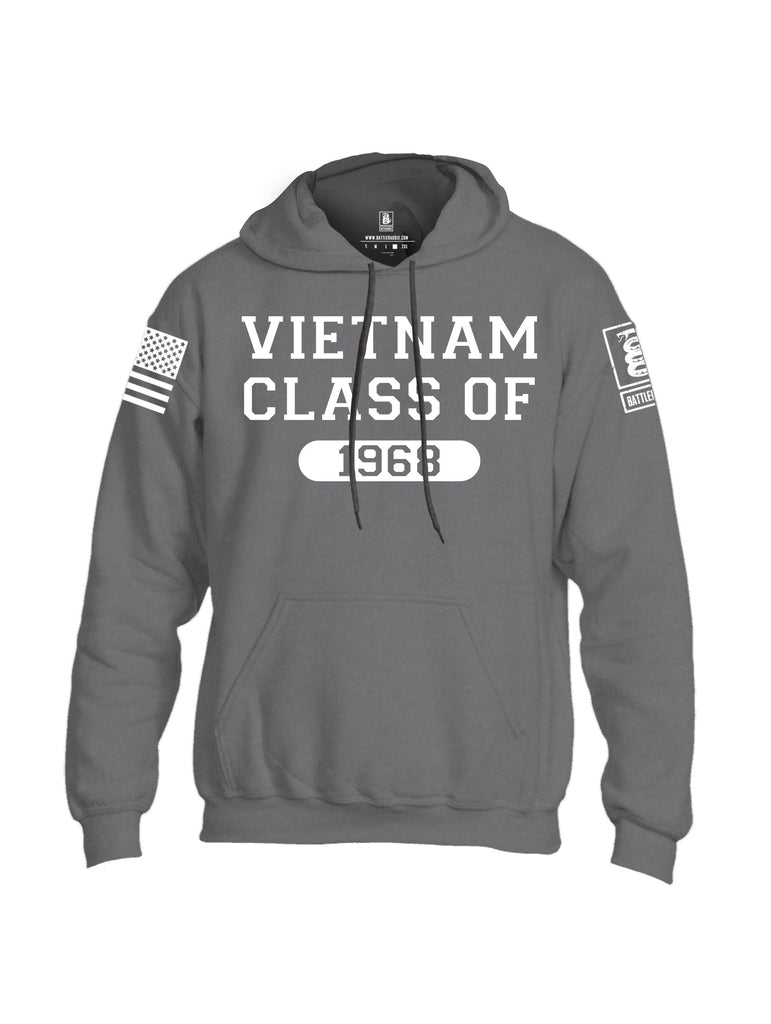 Battleraddle Vietnam Class Of 1968 White Sleeves Uni Cotton Blended Hoodie With Pockets