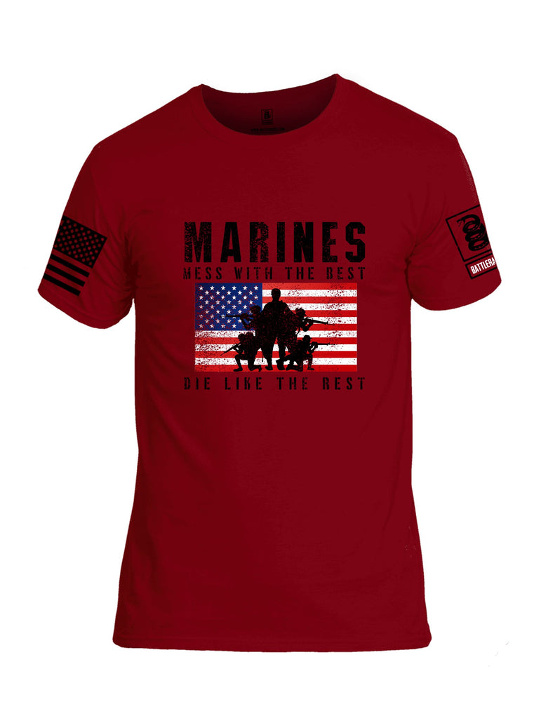 Battleraddle Us Marines Mess With The Best Die Like The Rest Black Sleeves Men Cotton Crew Neck T-Shirt