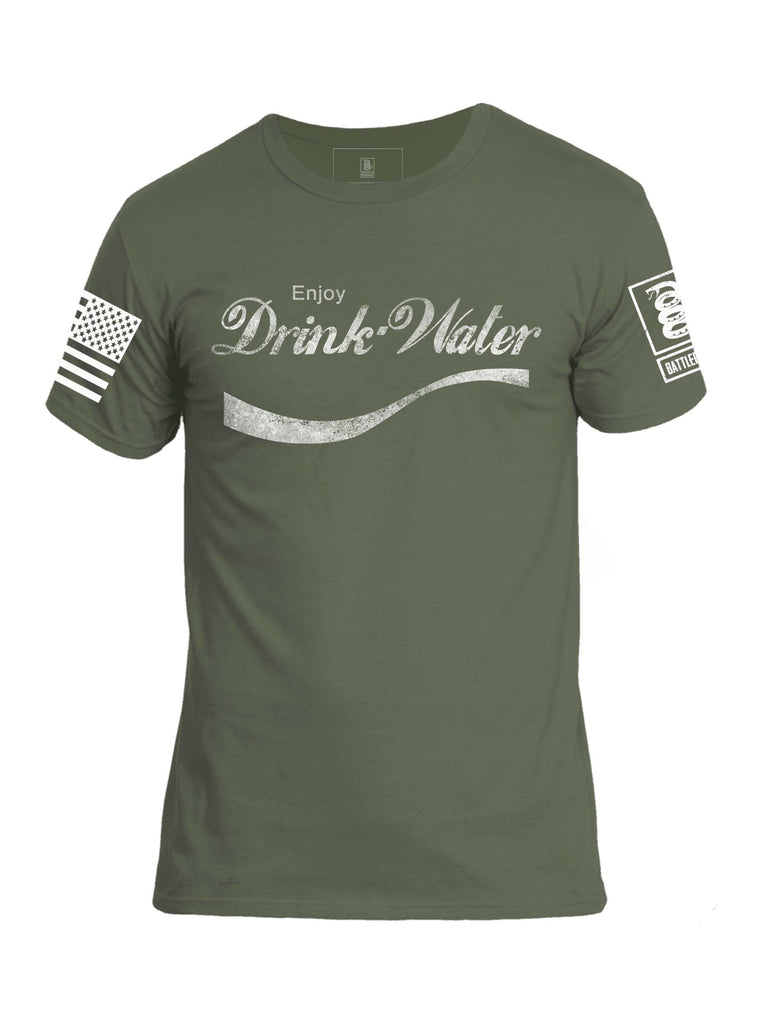Battleraddle Enjoy Drink Water Mens Crew Neck Cotton T Shirt