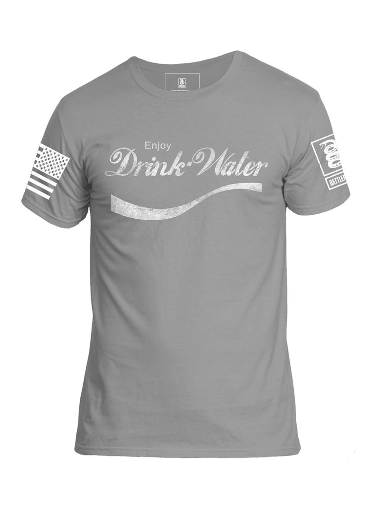 Battleraddle Enjoy Drink Water Mens Crew Neck Cotton T Shirt