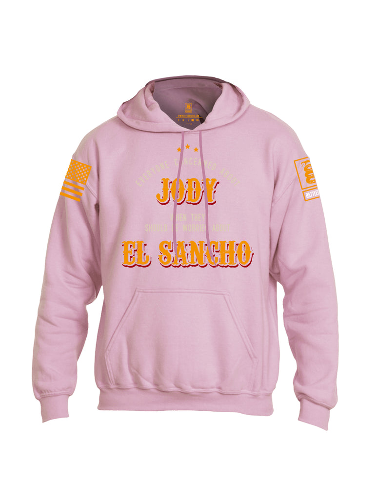 Battleraddle Everyone Concerned About Jody When They Should Be Worried About El Sancho Orange Sleeve Print Mens Blended Hoodie With Pockets