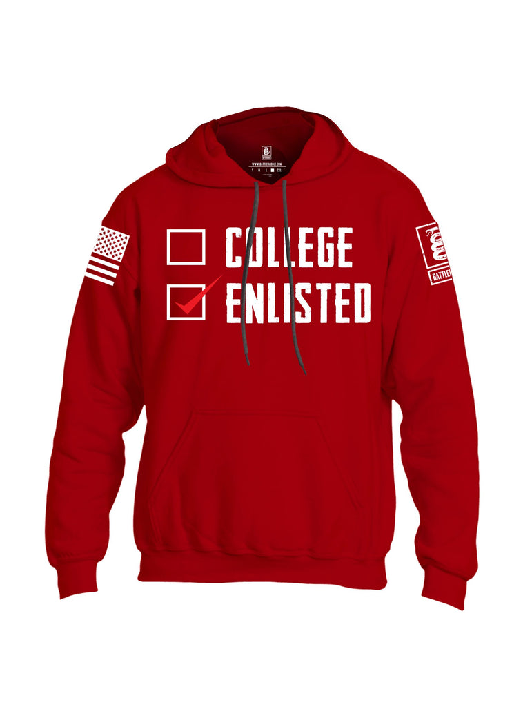 Battleraddle College Enlisted White Sleeves Uni Cotton Blended Hoodie With Pockets