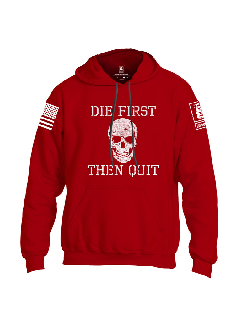 Battleraddle Die First Then Quit White Sleeves Uni Cotton Blended Hoodie With Pockets