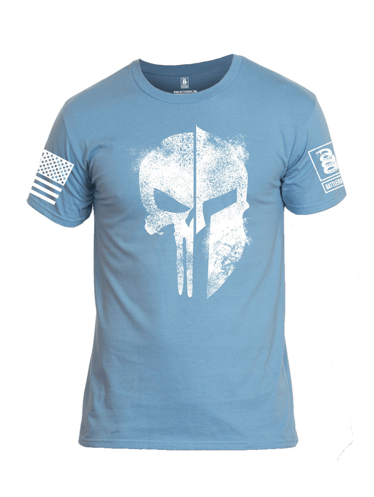 Battleraddle Spartan Punisher White Sleeves Men Cotton Crew Neck T-Shirt