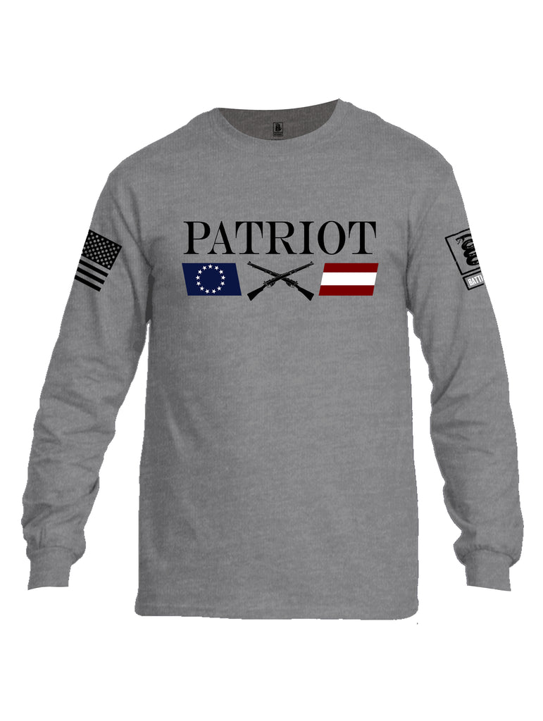 Battleraddle Patriot Rifle Flag Black {sleeve_color} Sleeves Men Cotton Crew Neck Long Sleeve T Shirt