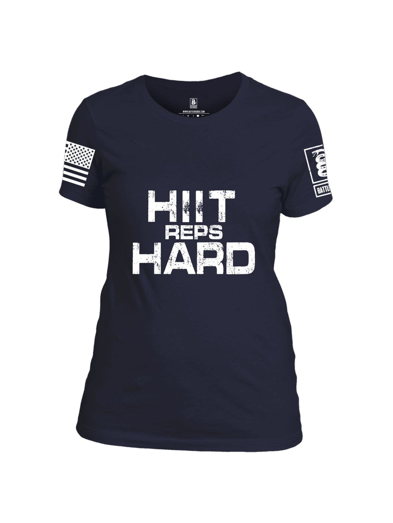 Battleraddle Hiit Reps Hard White Sleeves Women Cotton Crew Neck T-Shirt