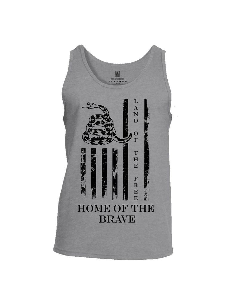 Battleraddle Land Of The Free Home Of The Brave Black Sleeves Men Cotton Cotton Tank Top
