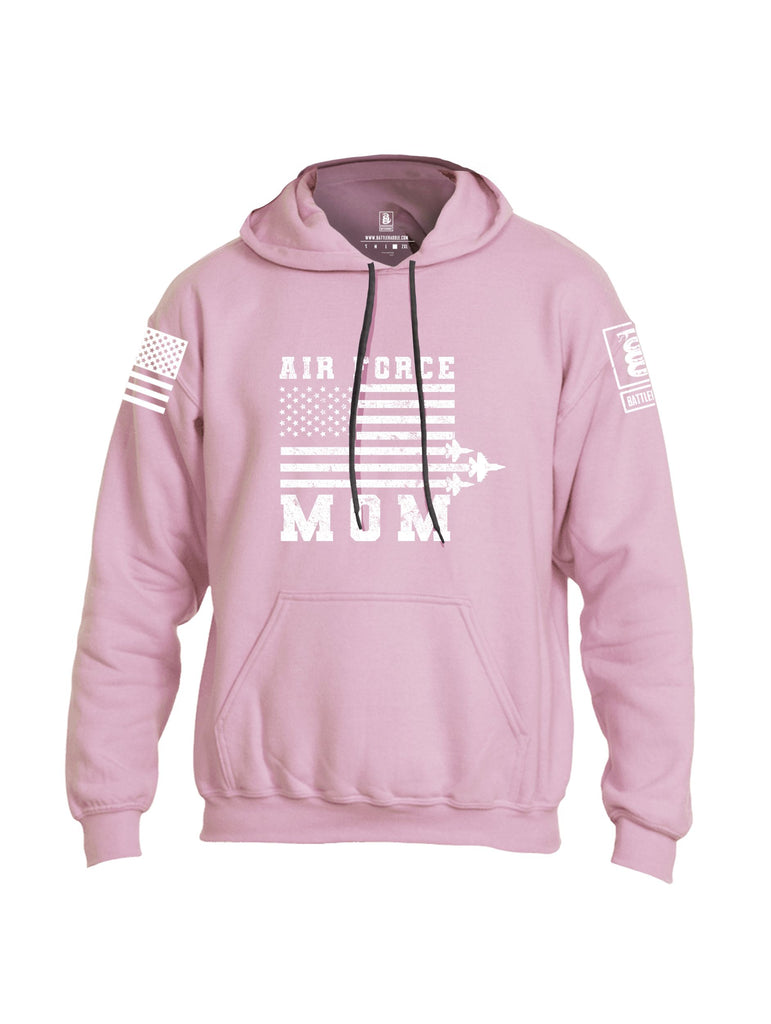 Battleraddle Air Force Mom Flag White Sleeves Uni Cotton Blended Hoodie With Pockets