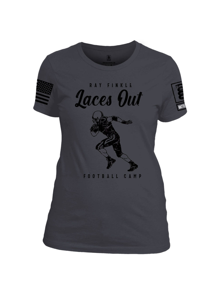 Battleraddle Ray Finkle Laces Out Football Camp Black Sleeves Women Cotton Crew Neck T-Shirt