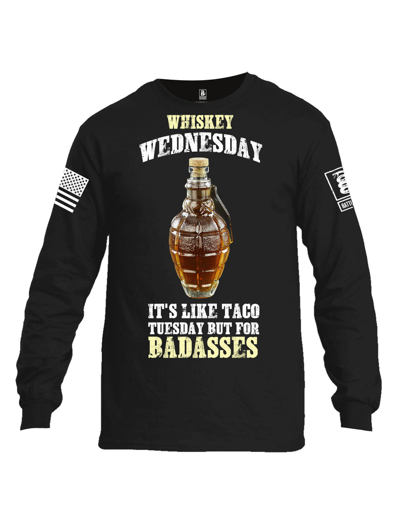 Battleraddle Whiskey Wednesday Is Like Taco Tuesday But For Badasses {sleeve_color} Sleeves Men Cotton Crew Neck Long Sleeve T Shirt