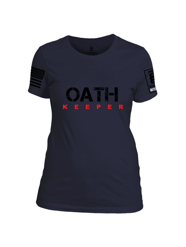 Battleraddle Oath Keeper Black {sleeve_color} Sleeves Women Cotton Crew Neck T-Shirt