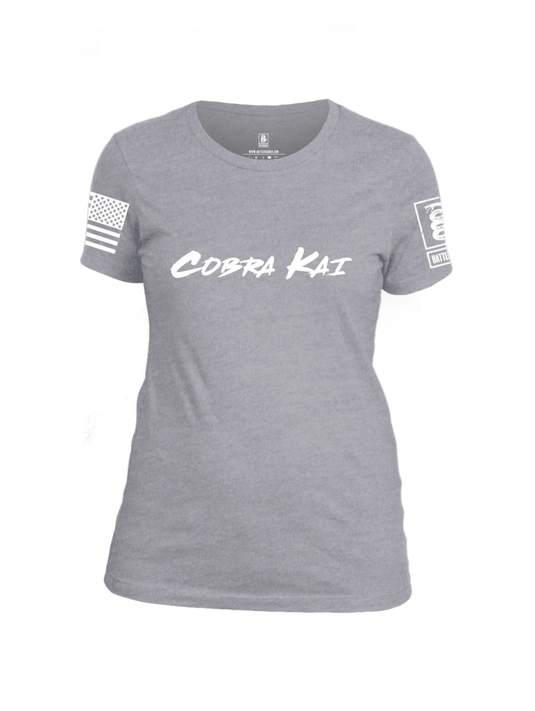 Battleraddle Cobra Kai White White Sleeves Women Cotton Crew Neck T-Shirt