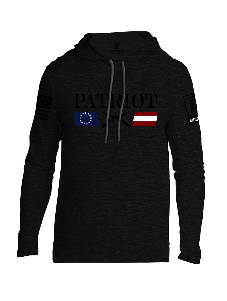 Battleraddle Patriot Rifle Flag Black {sleeve_color} Sleeves Men Cotton Thin Cotton Lightweight Hoodie