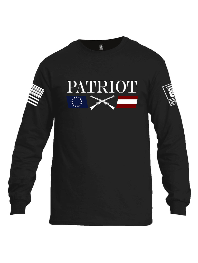 Battleraddle Patriot Rifle Flag White {sleeve_color} Sleeves Men Cotton Crew Neck Long Sleeve T Shirt