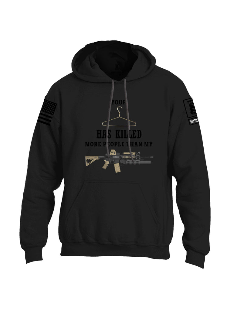 Battleraddle Coat Hanger Has Killed More Than My Ar15 Black Sleeves Uni Cotton Blended Hoodie With Pockets