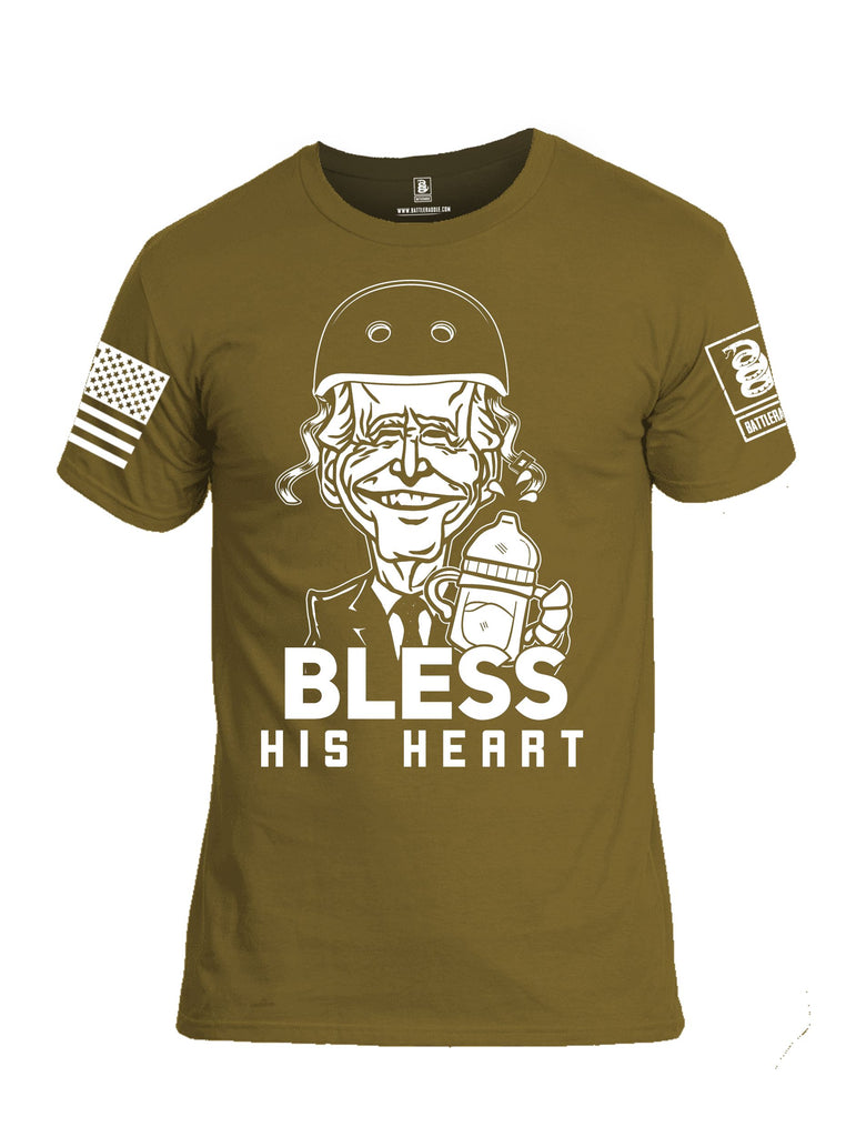Battleraddle Bless His Heart White Sleeves Men Cotton Crew Neck T-Shirt