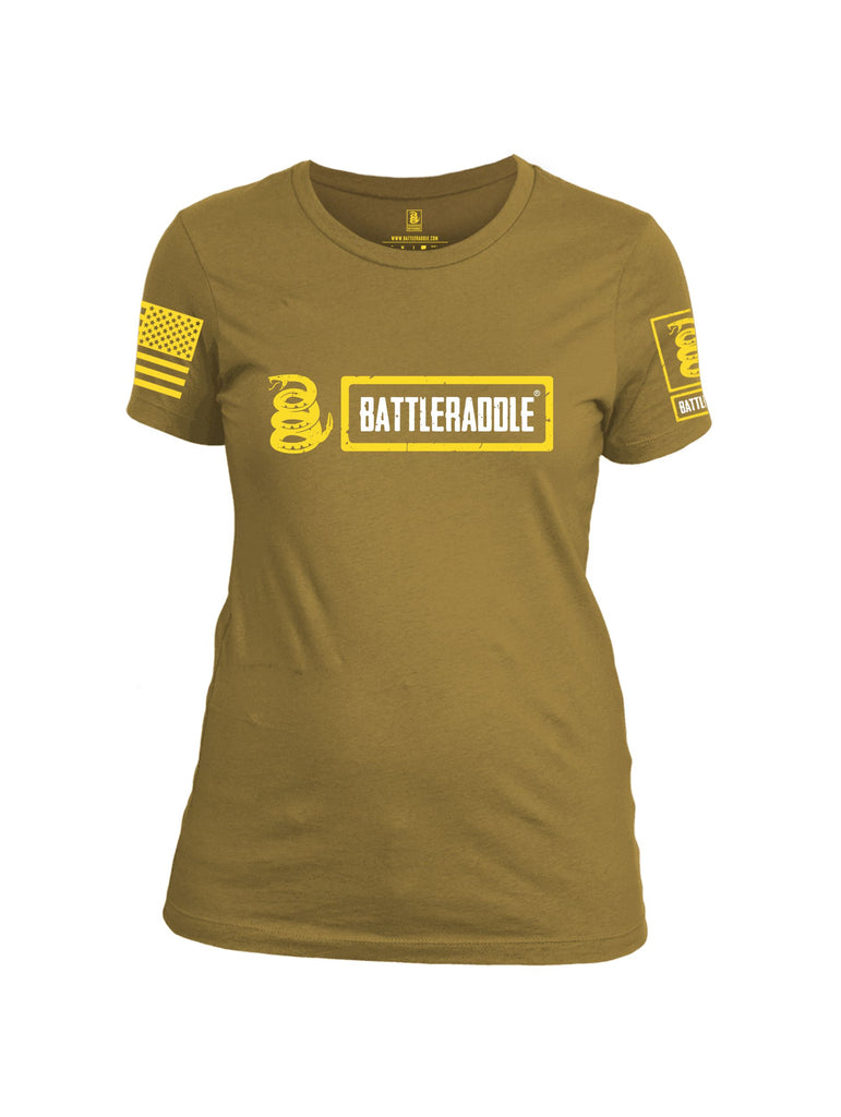 Battleraddle Original Design Logo  Yellow Sleeves Women Cotton Crew Neck T-Shirt