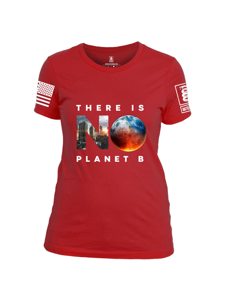 Battleraddle There Is No Planet B White Sleeves Women Cotton Crew Neck T-Shirt