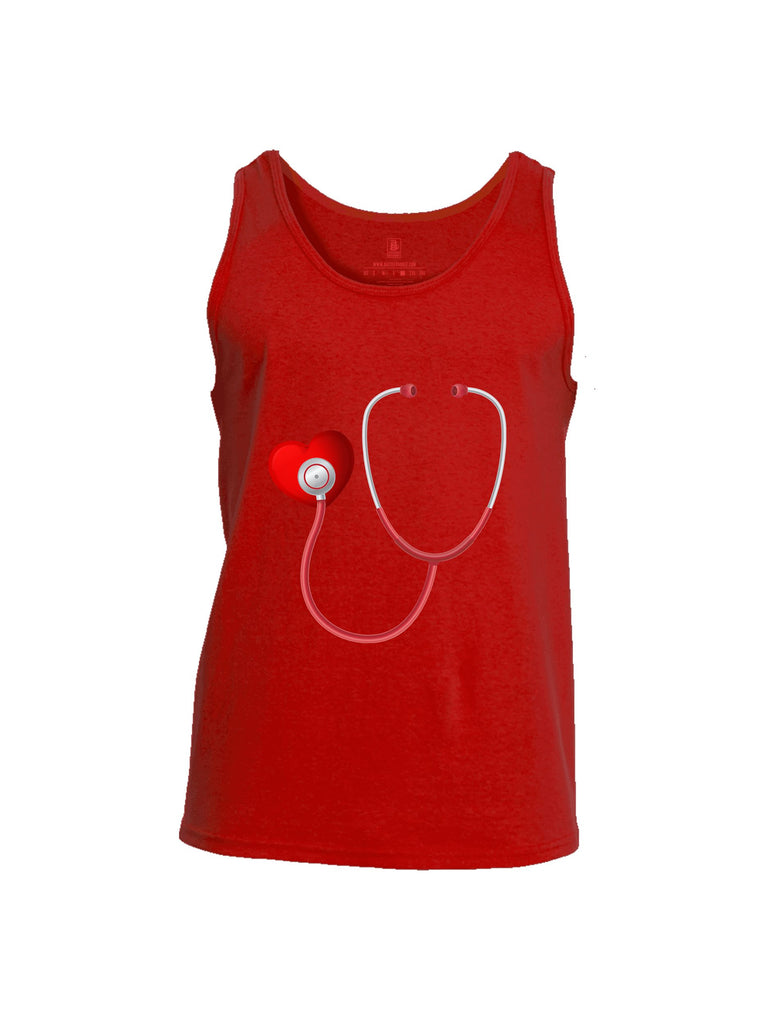 Battleraddle Heart Stethoscope Red Sleeves Men Cotton Cotton Tank Top