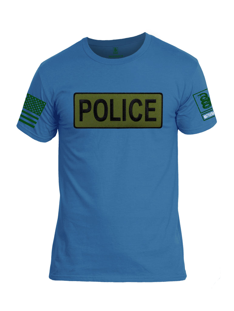 Battleraddle Police Patch Men Cotton Crew Neck T-Shirt