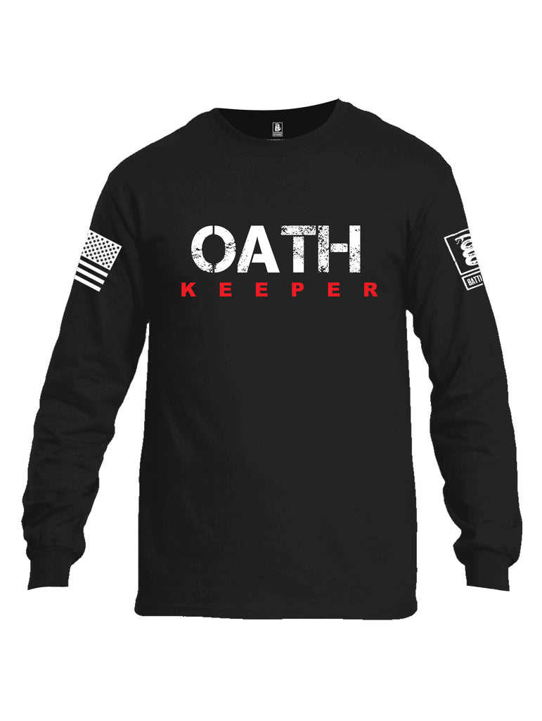 Battleraddle Oath Keeper White {sleeve_color} Sleeves Men Cotton Crew Neck Long Sleeve T Shirt