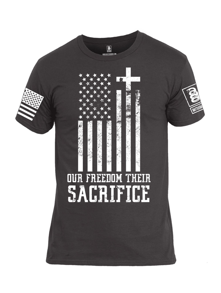 Battleraddle Our Freedom Their Sacrifice White Sleeves Men Cotton Crew Neck T-Shirt