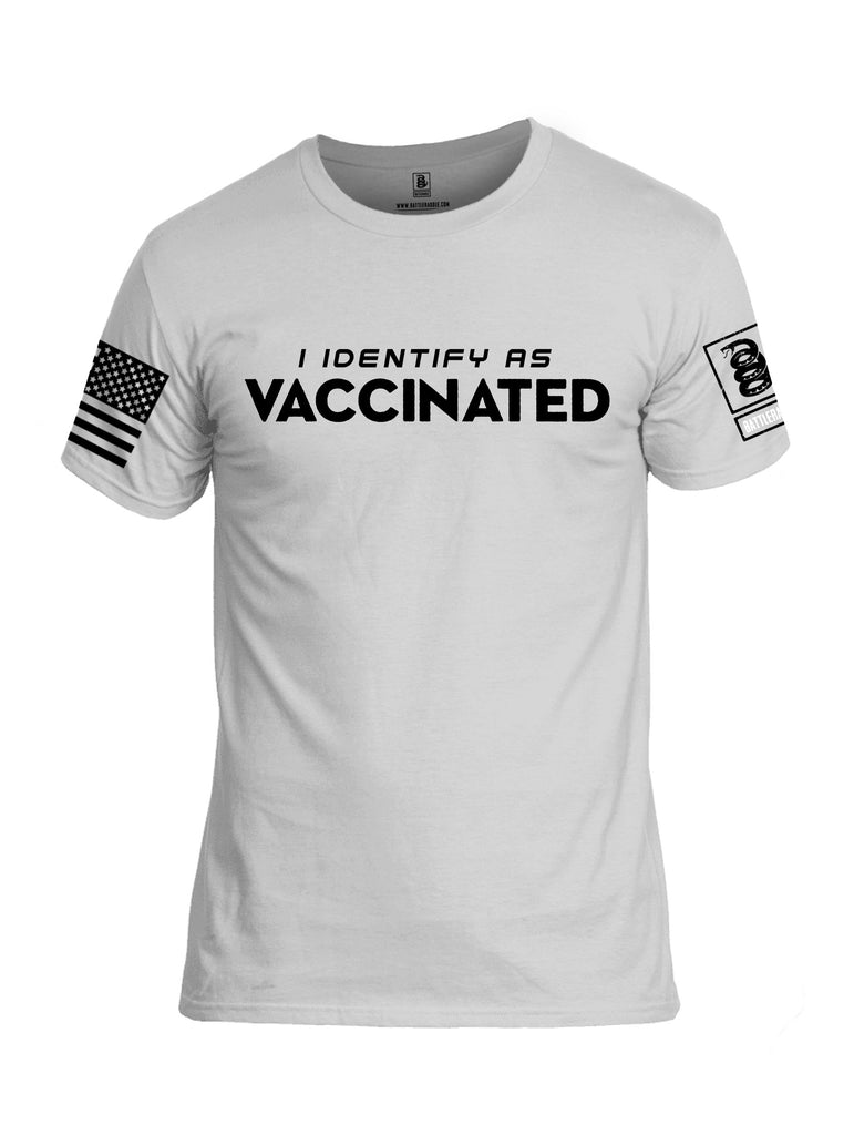 Battleraddle I Identify As Vaccinated Black Sleeves Men Cotton Crew Neck T-Shirt