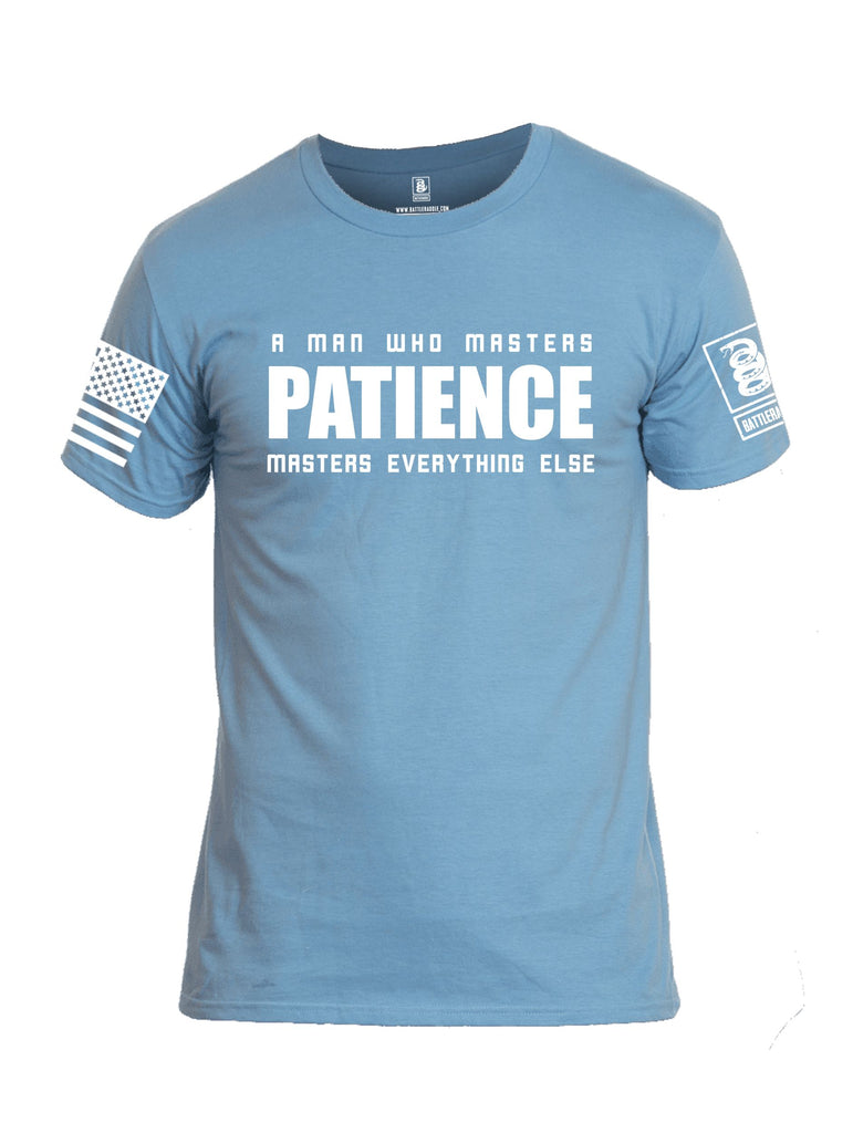 Battleraddle A Man Who Masters Patience Masters Everything Else White Sleeves Men Cotton Crew Neck T-Shirt