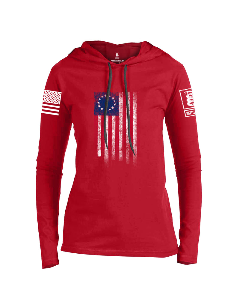 Battleraddle Thirteen Colonies Flag Women Cotton Thin Cotton Lightweight Hoodie