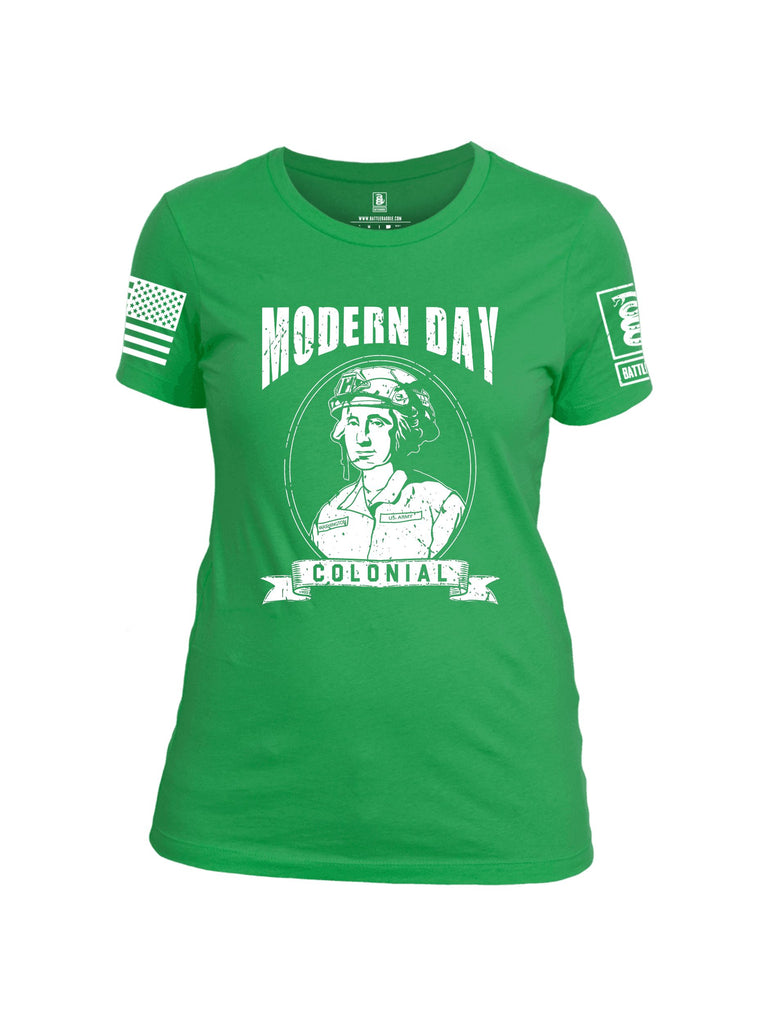 Battleraddle Modern Day Colonial White Sleeves Women Cotton Crew Neck T-Shirt