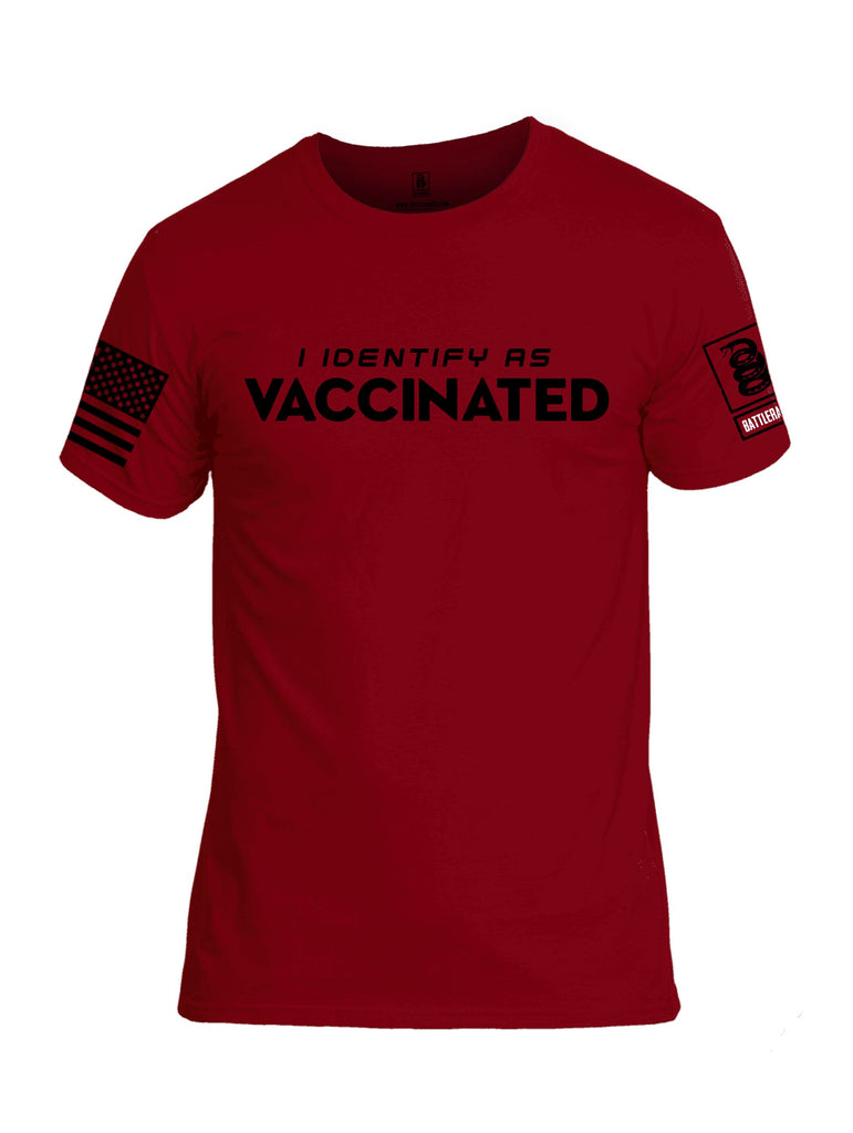 Battleraddle I Identify As Vaccinated Black Sleeves Men Cotton Crew Neck T-Shirt