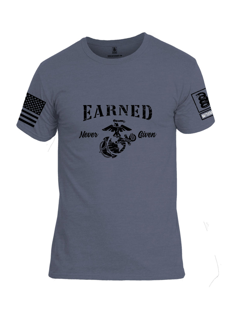 Battleraddle Earned Never Given Black Sleeves Men Cotton Crew Neck T-Shirt