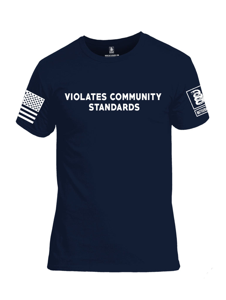 Battleraddle Violates Community Standards White Sleeves Men Cotton Crew Neck T-Shirt