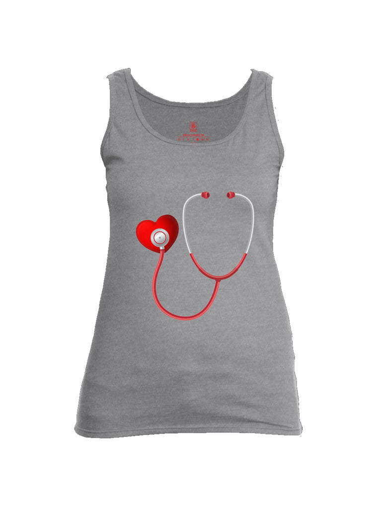 Battleraddle Heart Stethoscope Red Sleeves Women Cotton Cotton Tank Top