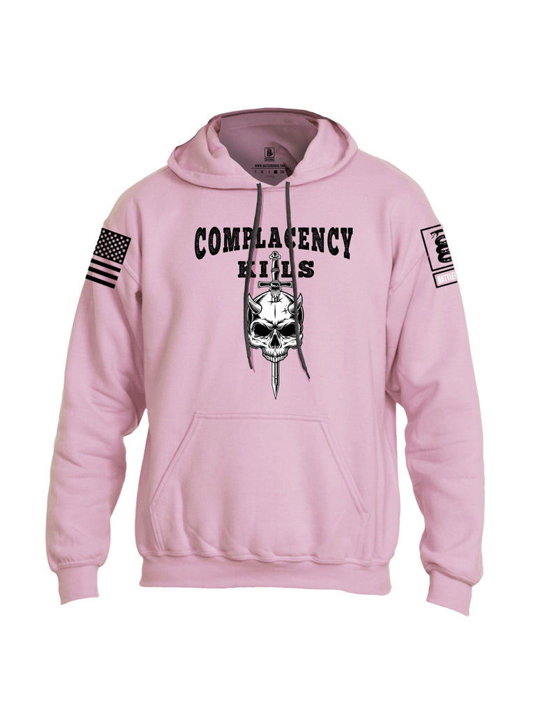 Battleraddle Complacency Kills  Black Sleeves Uni Cotton Blended Hoodie With Pockets