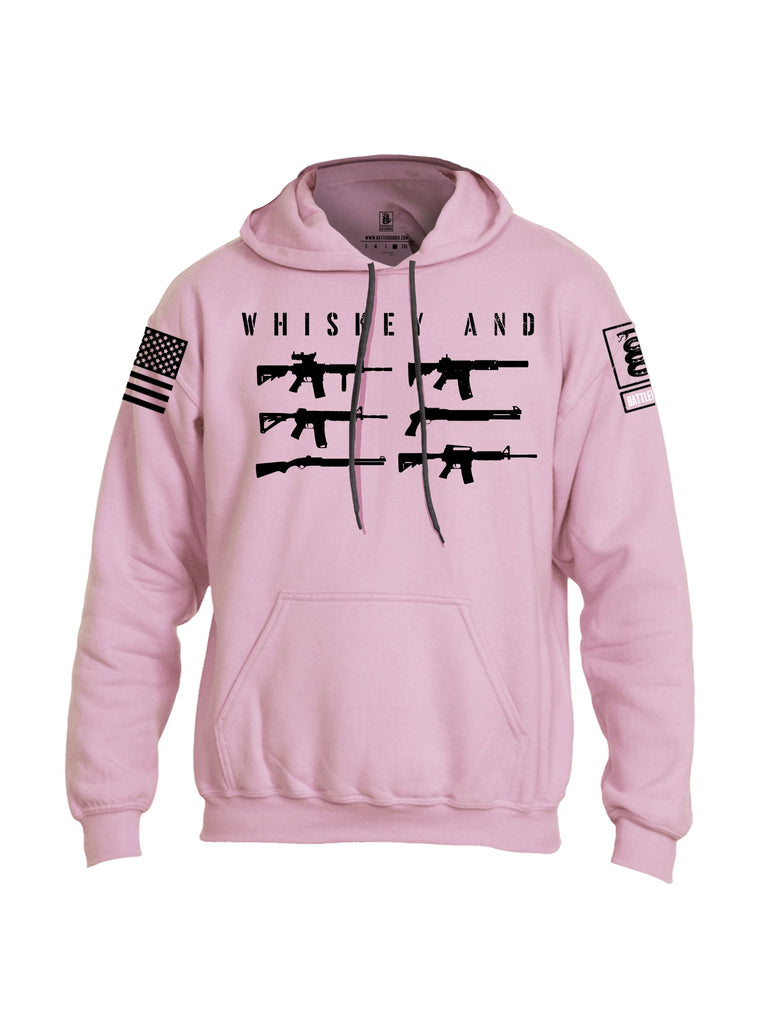 Battleraddle Whiskey And Guns Black Sleeves Uni Cotton Blended Hoodie With Pockets